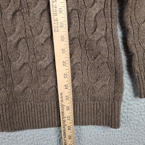 Suéter LL Bean Mezcla de Lana Tejido con Cable Cuello Alto Mujer M Marrón Grueso Pescador - Imagen 5 de 6