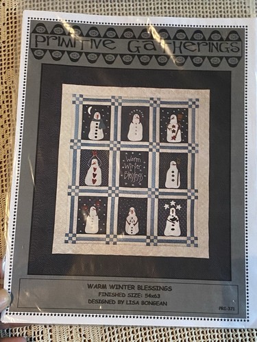 Warm Winter Blessings Quilt Pattern Primitive Gatherings 54"x63" Lisa Bongean - Picture 3 of 3