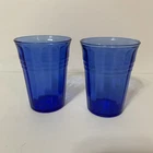 Set Of 2 Hazel Atlas Cobalt Blue New Century Flat 10 oz Tumblers 1930-1935