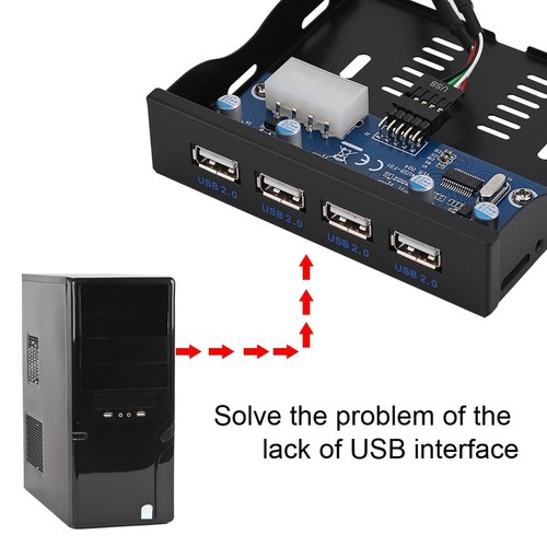 Panel frontal de disquete USB2.0 3,5"" bahía de disquete de 9 pines a 4 interfaz HUB USB 2.0 - Imagen 2 de 9