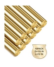10-Pack Solid Brass Rods, 1/8 x 12 Inch Brass Rod, Premium Brass Round Stock,...