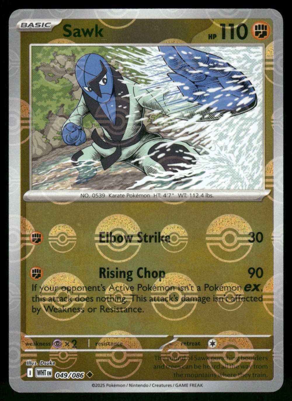 Sawk (Poke Ball Pattern) Uncommon SV: White Flare 049/086 NM