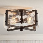 Adri Modern Ceiling Light Flush Mount Fixture 16 1/2" Black 4-Light Glass Shade