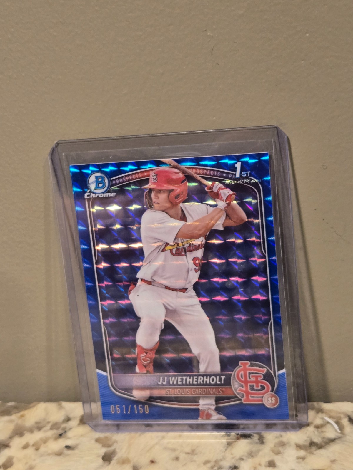 JJ WETHERHOLT 2025 BOWMAN CHROME 1ST BLUE GEOMETRIC REFRACTOR /150