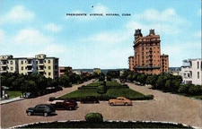 Vintage Linen Postcard Presidents' Avenue Havana Cuba by Roberts & Co