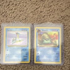 Pok mon Lapras  Omanyte Fossil Set Wizards 1999 Vintage English Regular Cards