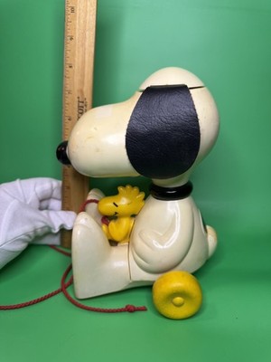 VINTAGE Hasbro Vintage 1972 Peanuts Snoopy Woodstock Head Spinning Pull Toy