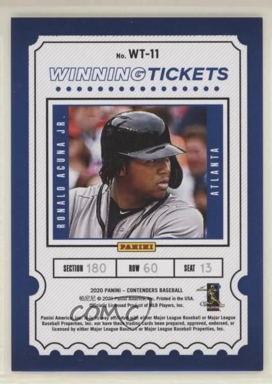 2020 Panini Contenders Winning Tickets Gold /99 Ronald Acuna Jr #WT-11 - Image 2 of 2