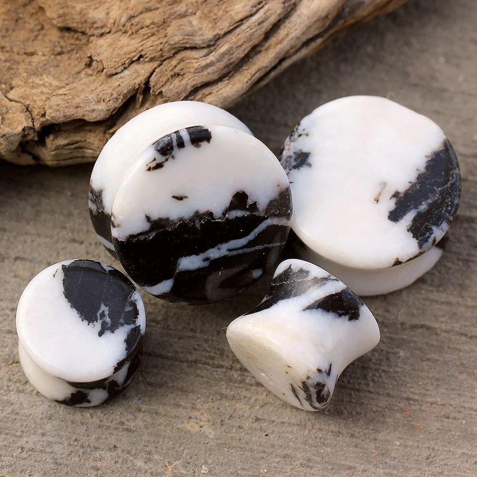 PAR de tapones de silla de montar de piedra cebra natural Foto 3 de 4