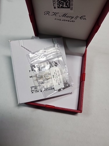 R.H. Macy & Co. 14k White Gold Diamond Cut Cross Necklace 18" Chain In Box - Picture 24 of 24