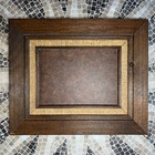 New ListingVintage Wood Picture Frame Brown/Beige Linen Trim 11.5” x 9.5”