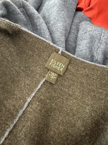 Eileen Fisher Cardigan Women L One Button Merino Wool Quiet Luxur Sweater - Picture 10 of 10