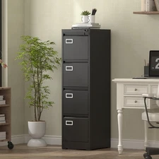 4 Drawer Metal File Cabinet with Lock, Vertical Filing Cabinets for Home Office
