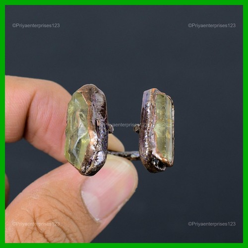 Copper Citrine Rough Stone Sister Electroformed Handcrafted Elegant Ring Jewelry - Picture 3 of 11