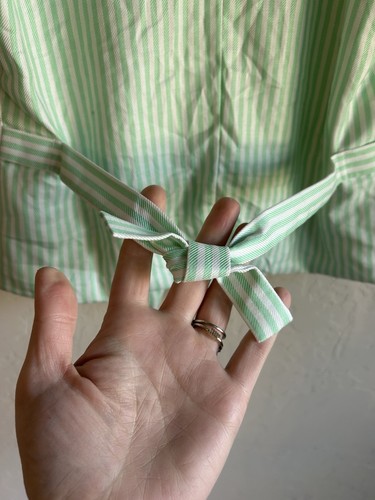 Vintage Escada Button Up Vest 38 Seersucker Stripe Mint Green Preppy Old Money - Picture 5 of 8