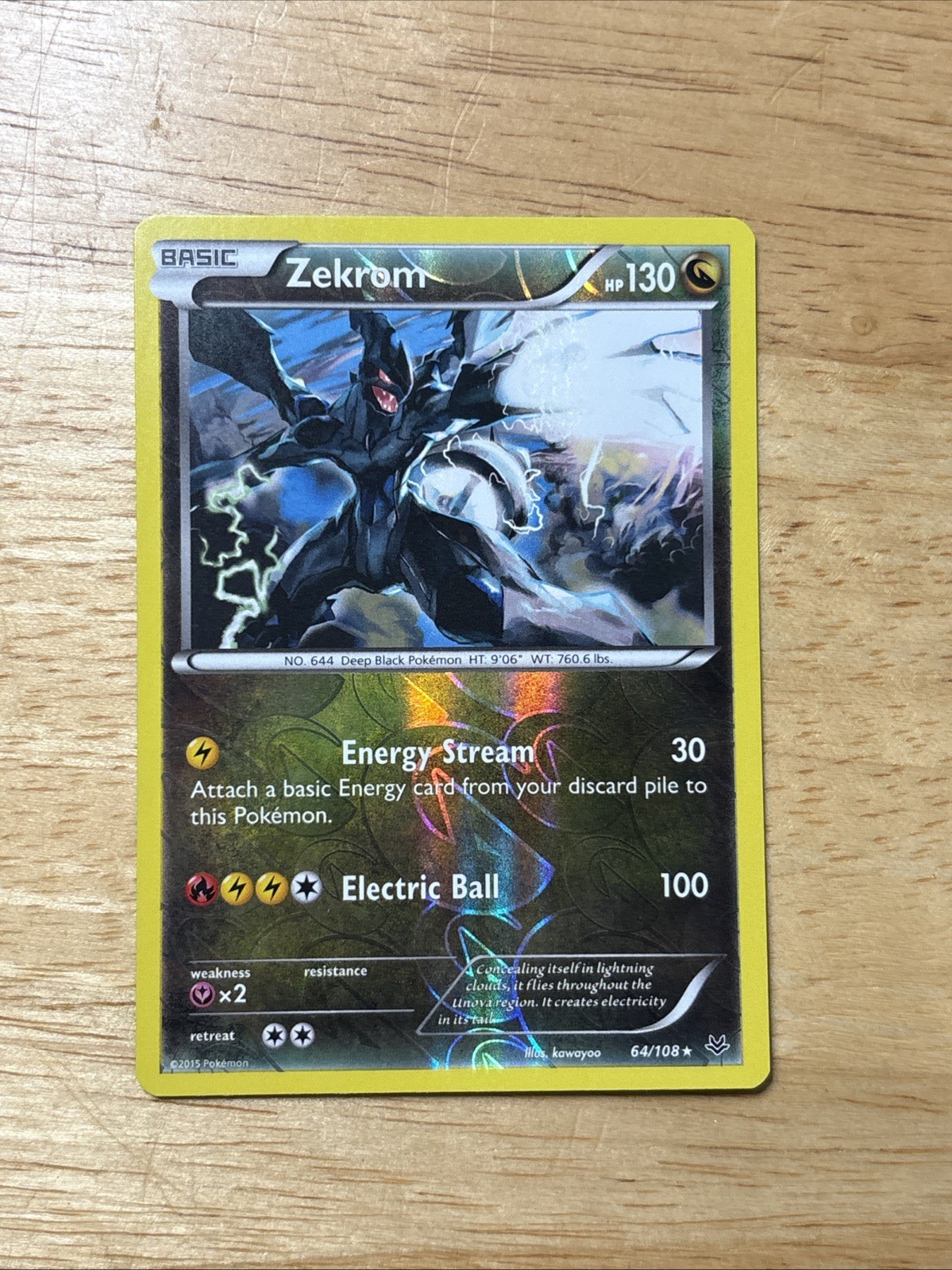 Zekrom 64/108 Reverse Holo Rare XY Roaring Skies Pokemon Card Mint
