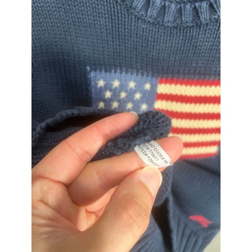 Suéter Polo Ralph Lauren Vintage Unisex Niños Azul Marino Bandera Americana Talla Pequeña 6 - Imagen 7 de 16