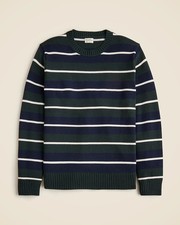 J Crew Heritage Cotton Sweater Darkest Indigo Spruce Stripe Men's M Medium