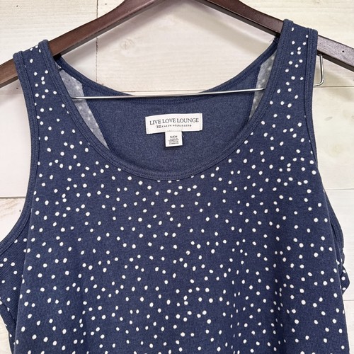 Live Love Lounge Women's Sz S Blue Polka Dot Sleepwear Tank Top Sleeveless Soft - Bild 2 von 3