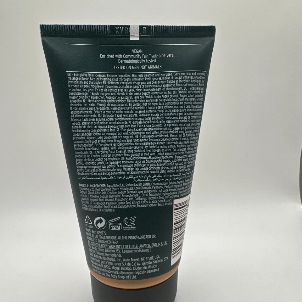 The Body Shop limpador energizante de guaraná e café masculino 5 oz vegano novo - Imagem 2 de 2