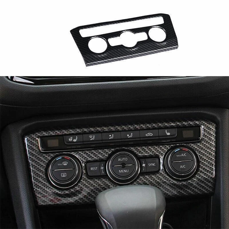 For VW Tiguan 18-24 Carbon Fiber Center Console AC Switch Knob Panel Trim