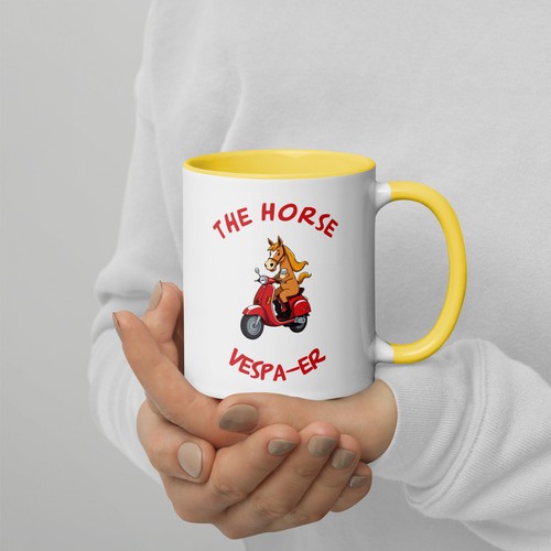 "Horse Vespa-er" Mug Funny Scooter Vespa Equine Riding Pun Whisperer - Picture 2 of 2
