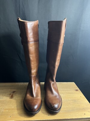 Frye Tall Leather Riding Boots in Cognac Brown Frye Ladies Melissa Button 2 Tall Cognac Brown Western Boots  main image 3