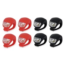 8 Pcs Silicone Bicycle Bike Safety LED Head Front & Rear Tail Light Set - in USA