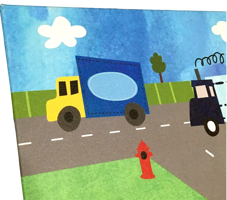 Impresión en lienzo Oopsy Daisy bellas artes transporte carreteras ocupadas coches camiones niños niño Foto 2 de 4