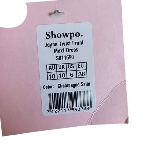 Showpo Jayne Twist Front Maxi Dress in Champagne Satin Beige Color - Picture 6 of 6