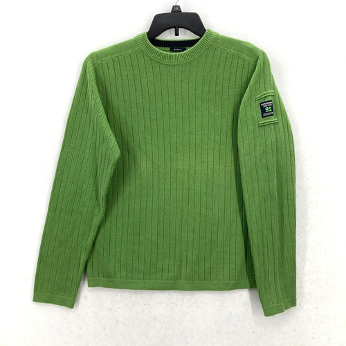 Maglione vintage Abercrombie & Fitch muscolo costine uomo verde medio toppa Y2K