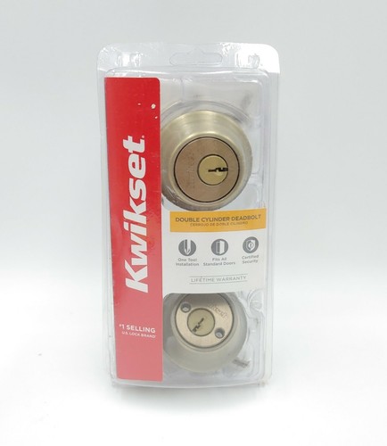 Kwikset Double Deadbolt, Keyed on Both Sides. Antique Brass. Standard Size.  - Picture 1 of 6