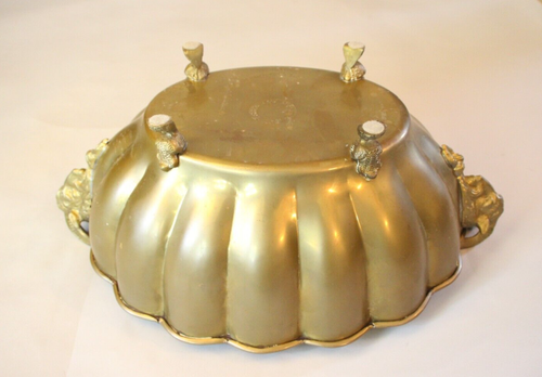 Brass Jardinière with Rams Head Handles and Paw Feet - Picture 8 of 9