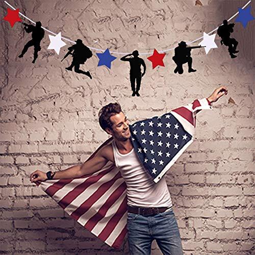 Patriotic Soldier Decoration Banner, 4th of July Memorial Day 1pc Black - Picture 5 of 7