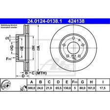 ATE 2x Bremsscheibe vorne 3000 belüftet für Fiat Ducato Kasten 250_