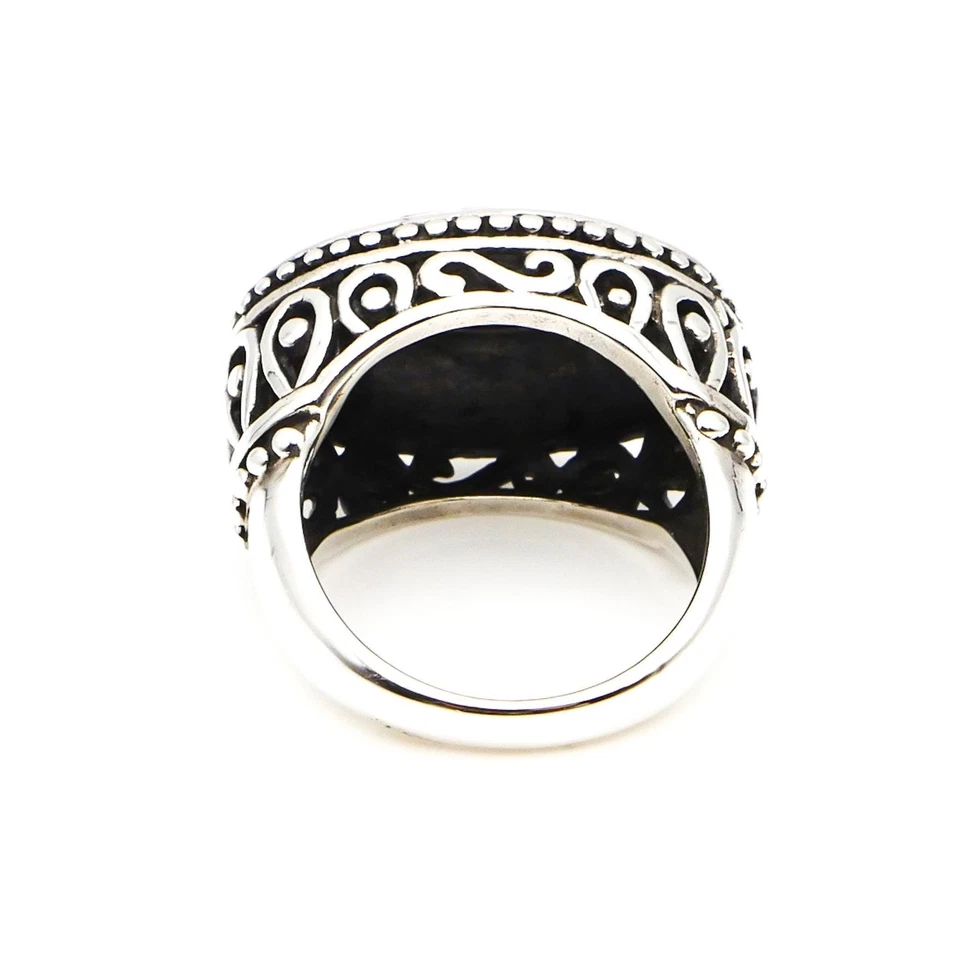 Vintage CFJ Sterling Silver Turquoise Statement Ring Size 6 - Image 3 of 4