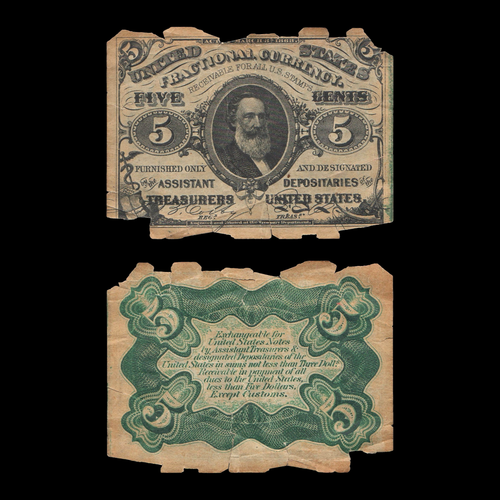 3rd Issue 5c Five Cent Fractional Currency Note w/ 1901 Mississippi Envelope XF - Picture 2 of 7