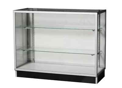 Extra Vision Glass Display Showcase with Silver Aluminum Frame