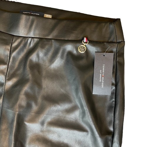 Tommy Hilfiger Pants Womens Black Vegan Leather Skinny- Ankle Pant Size: 14 - Picture 6 of 9