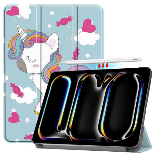 For iPad Air / Pro 13" 11" Slim Trifold Stand Smart Case with Pencil Holder - Picture 17 of 27