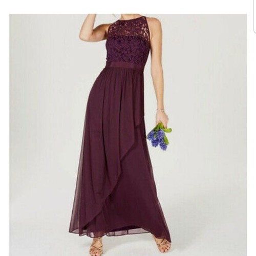 NEW ADRIANNA PAPELL PURPLE LACE LONG FORMAL FLARE DRESS SIZE 20 $175 - Picture 4 of 7