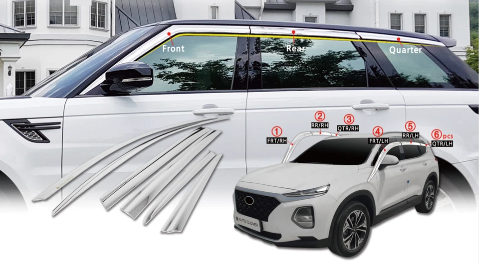 Visera de ventana cromada protector de ventilación para sol lluvia D609 para Hyundai Genesis G80 2015~2016 Foto 3 de 4