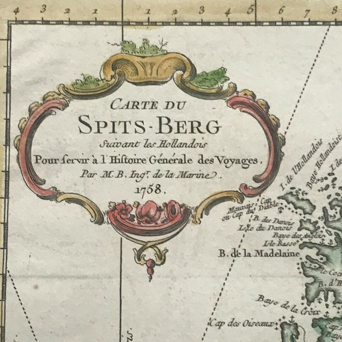 SPITSBERG NORTH POLE 1758 NICOLAS BELLIN NICE ANTIQUE MAP 18TH CENTURY - Picture 2 of 10