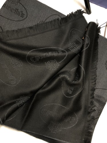 CHURCH'S Wool Rectangle Scarf Logo Jacquard Two Tone Soft RRP £299 - Picture 5 of 11