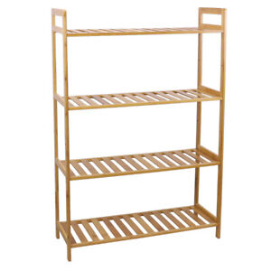 SOLID WOOD WOODEN STORAGE SHELF SHELVING UNIT BOOKCASE GARAGE 3,4,5 TIER SLATTED
