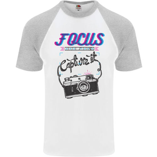 Focus and Then Capture It Photography Mens s/S Baseball T-Shirt - Picture 34 of 43