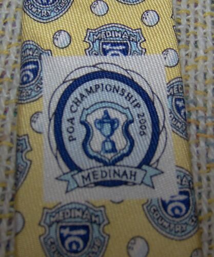 VINEYARD VINES CUSTOM COLLECTION Silk Golf Neck Tie MEDINAH COUNTRY CLUB Yellow - Picture 3 of 6