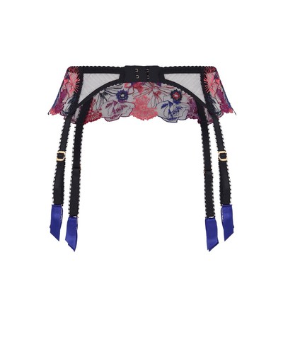 Agent Provocateur Zuri Lace Suspender Belt Blue Black Pink Size AP 5 - Picture 5 of 15