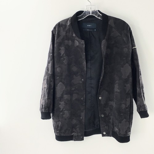 Jacquard Camo Jacket Black Mens Japanese Cotton Snap Button RiRi Zipper Sz M - Picture 10 of 12