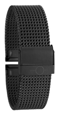 Eichmüller massives 16mm BandOh Edelstahl Milanaise Uhren Armband IP Black 